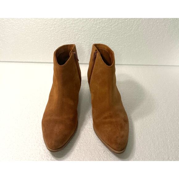 ABLE Chalsea Almond Toe Suede Ankle Western Booties Women's sz. 8 in Cognac - Picture 2 of 7